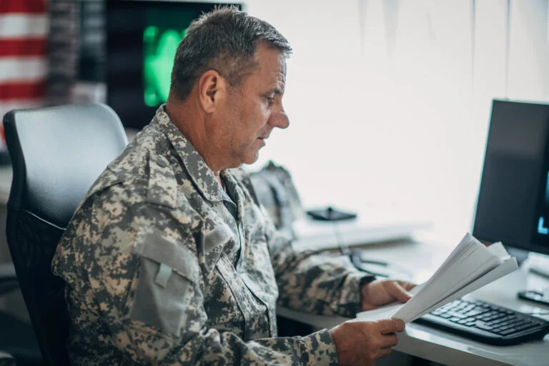 Crime investigation man in army uniform veterans benefits horizon elder law